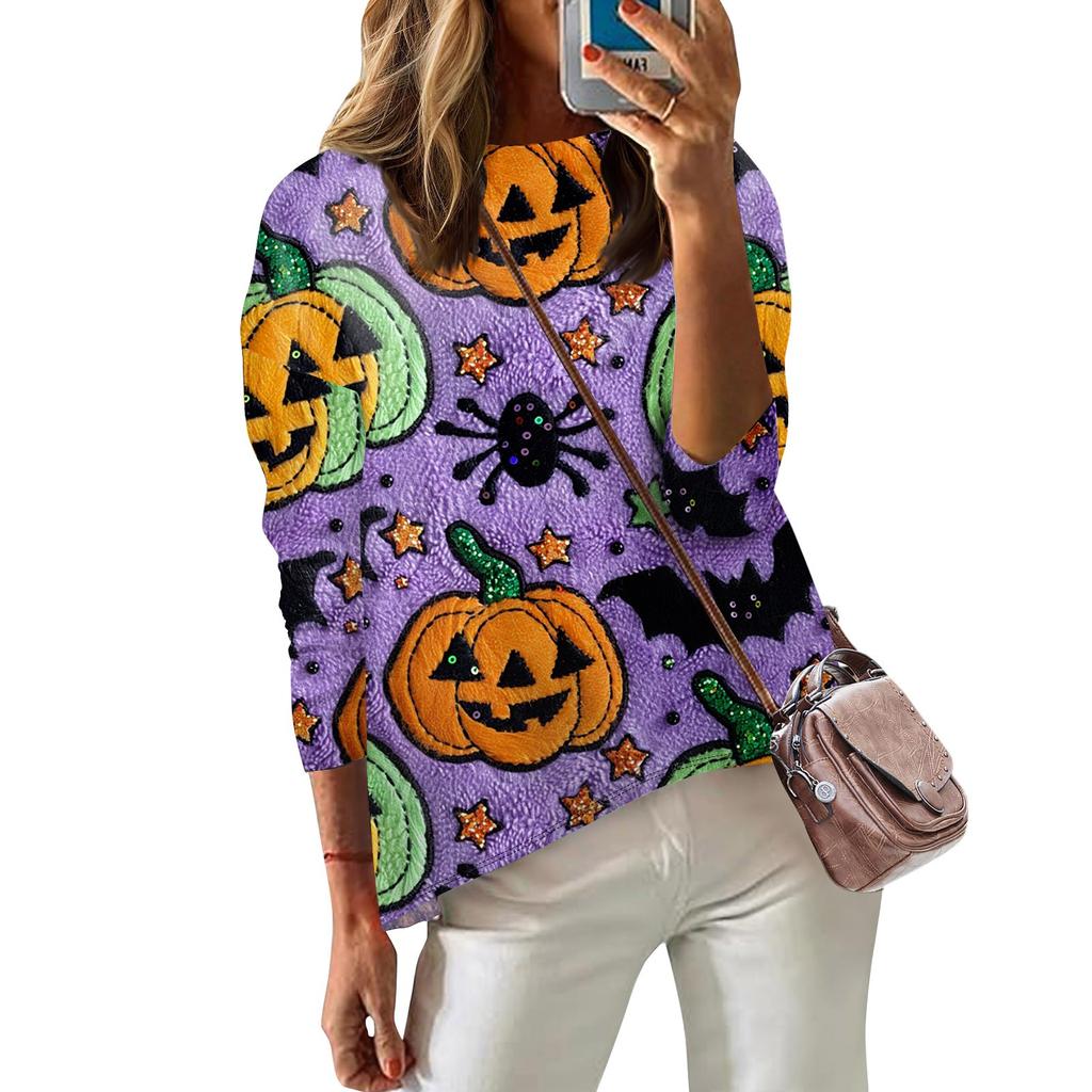 Женская футболка с принтом, длинный рукав, повседневная, выходного дня, модная, с заниженной линией плеч, с круглым вырезом, блузка