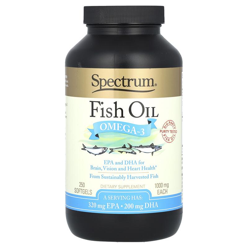 Fish Oil, Omega-3, 250 Softgels (500 mg per Softgel)