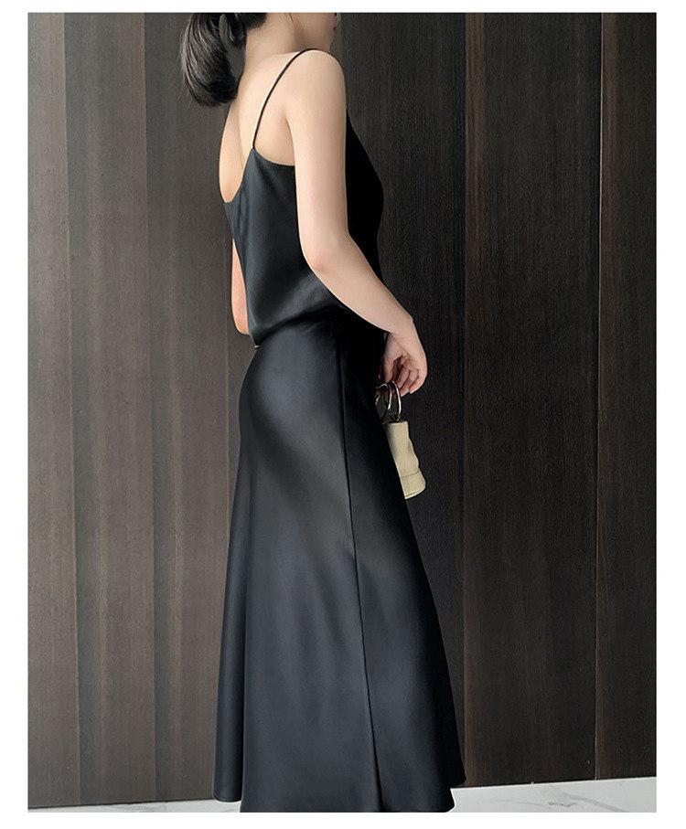 Women's 2026 Spring/Summer A-Line Petite Long Skirt in Diagonal Cut Triacetate Satin