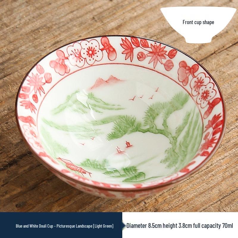 Двухцветная сине-белая фарфоровая чашка доули - Керамическая чашка мастера кунг-фу, Японская дегустационная чаша, Одинарная чайная чашка.