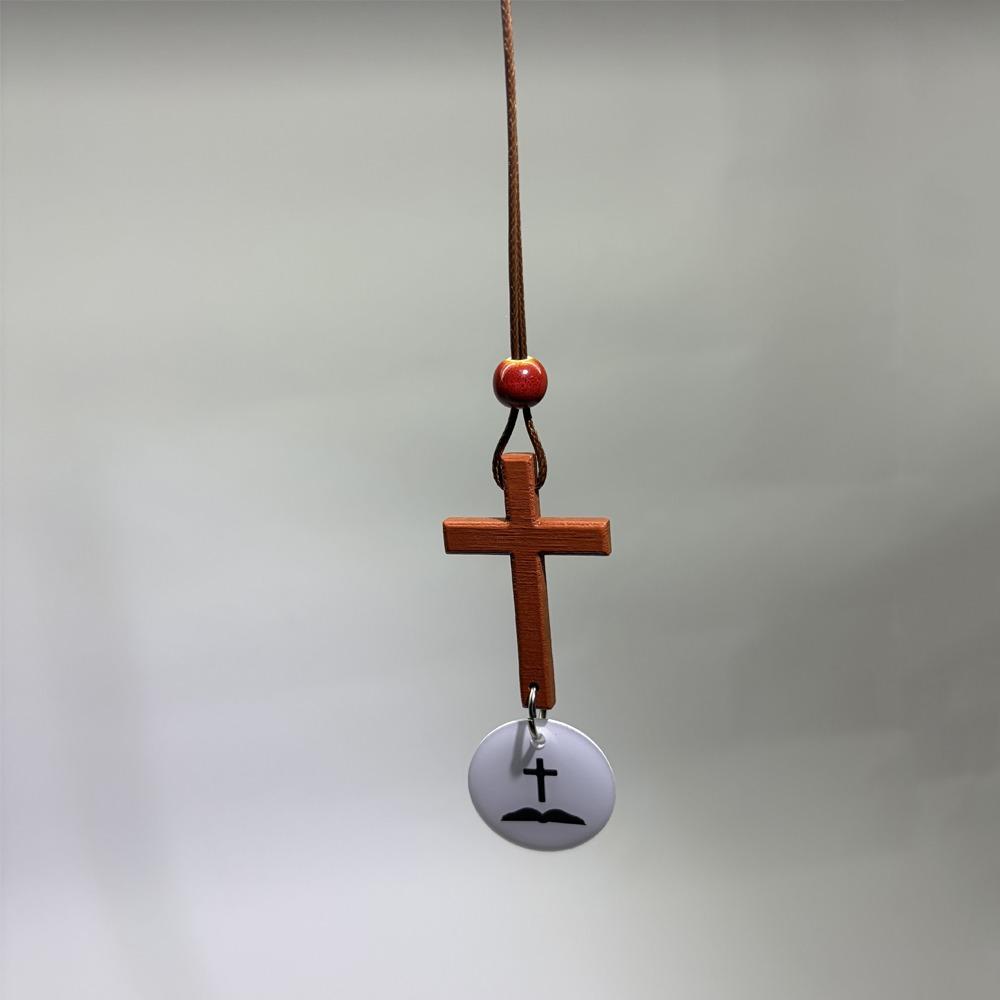 Handmade NFC Bible Cross Pendant Wooden Cross Car Mirror Hanging Jewelry Gift