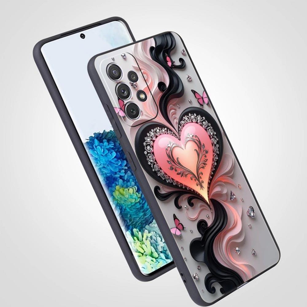 Colored Love Heart Printed Phone Case for Samsung Galaxy A55 A35 A17 A07 A15 A13 A25 A51 A71 A72 A73 A32 A52 A52S A41 Soft TPU