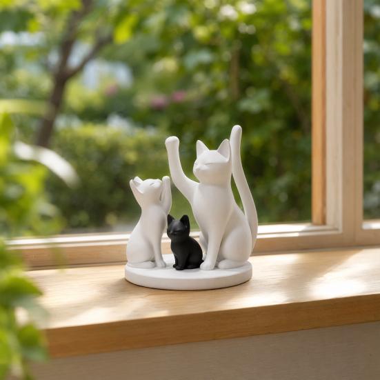 Милая Фигурка Кошачьей Семьи, 3D-печатная Скульптура Родителей-Кошек и Котенка, Современное Настольное Украшение с Кошкой, Подарок для Любителей Кошек