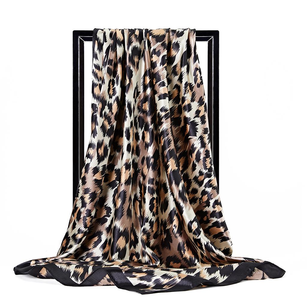 Women Fashion Square Vintage Print Satin Neckerchief Sun-Proof Scarf Scarves Shawl High Quality 1PC 90*90cm