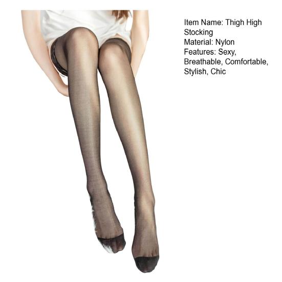 Чулки до бедра для женщин, прозрачные нейлоновые кружевные колготки, противоскользящие, выше колена, шелковистые чулки для повседневной носки в ночном клубе