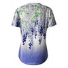 Women Casual Loose Shirts V Neck Short Sleeve Flower Print Lace Tops T-shirts Tee