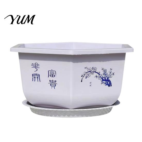 Heavy Duty Bonsai Pots for Fruit Trees Hexagonal Flower Pot with Drainage Holes & Saucer Indoor Outdoor Plants, Durable Weather Resistant Versatile