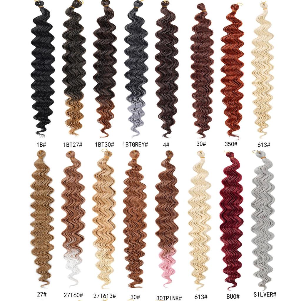 Crochet Hair 30inch 150g Boho Curly Wavy Braiding Hair Deep Water Ocean Wave Black Synthetic Bohemian Braids For Women Girls