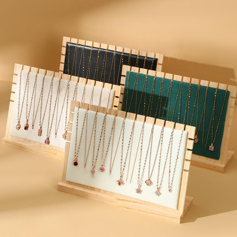 Fashion Wood Necklace Display Stand Large Capacity Pendant Bracelet Anklet Long Chain Jewelry Storage Rack Counter Showcase Prop