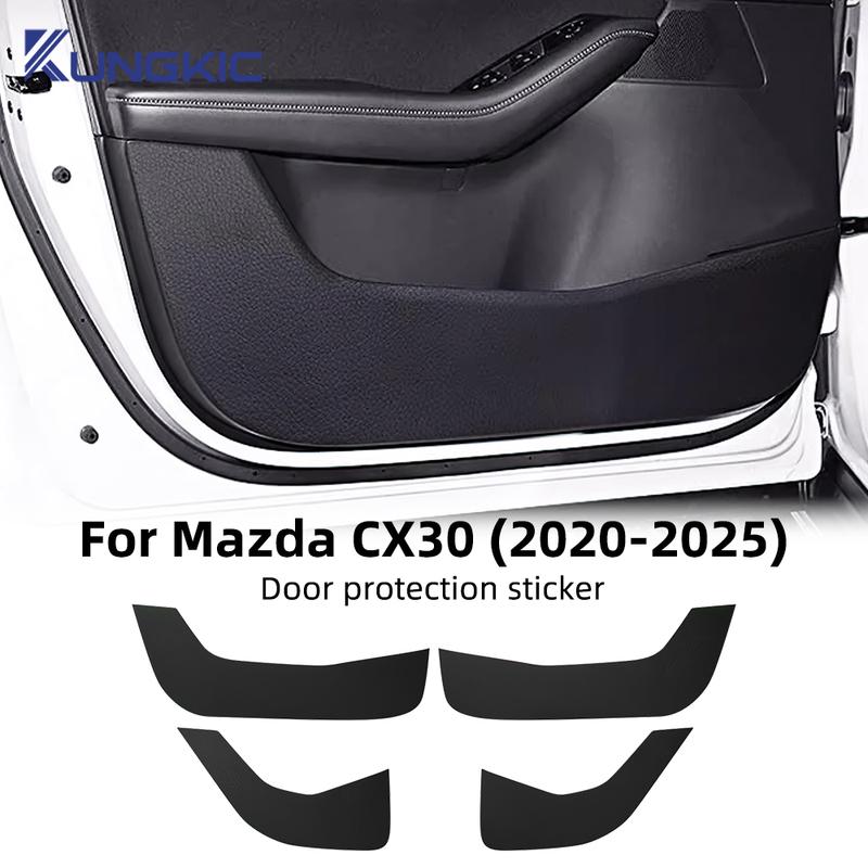 Кожаный Карбоновый Коврик Декоративная Защитная Накладка от Пинания на Дверь Автомобиля Для Mazda CX-30 CX30 2024 2025 LHD RHD