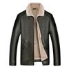 A New Winter Men's Casual Long-sleeved Leather Coat, Fashionable Lapel Trend Coat, Thickened and Warm