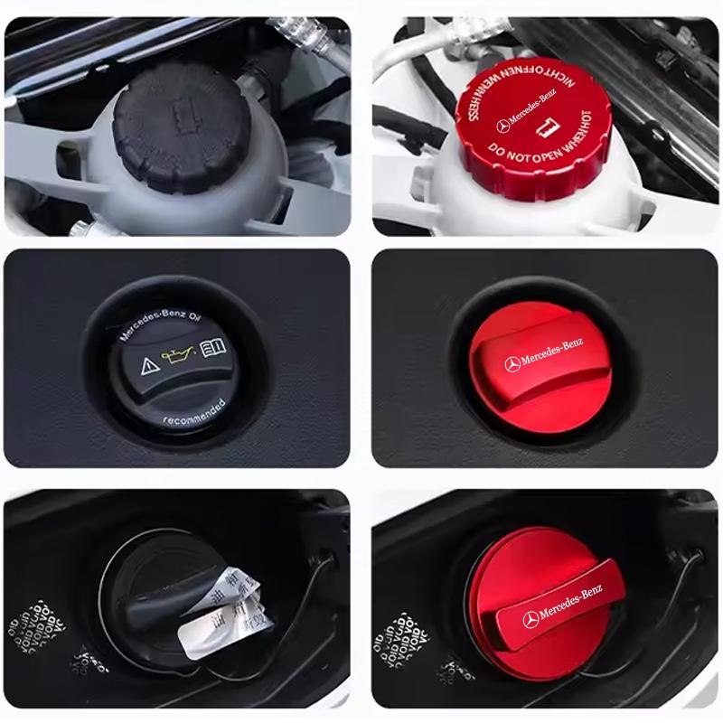 LXT3 Car Metal Fuel Oil Water Tank Cap Decor Covers Accessories For Mercedes-Benz GLC X253 X254 C-Class W205 W206 A-Class W177 GLA