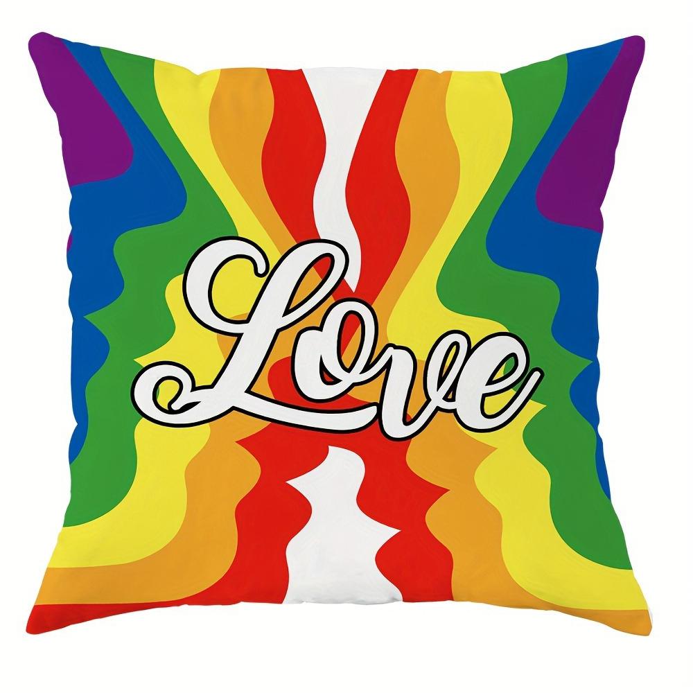 Rainbow - themed Love and Kisses PillowcasesLiving room sofa cushion cover, soft and comfortable, bedroom room decoration