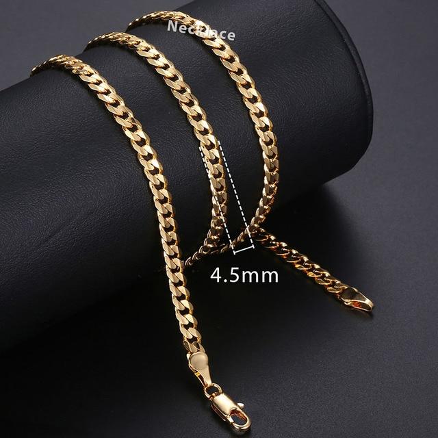 Gold Chain For Men Women Wheat Figaro Rope Cuban Link Chain Gold Filled Stainless Steel Necklaces Male Jewelry Gift