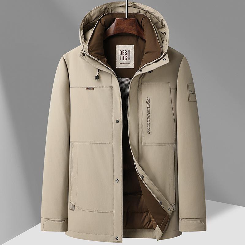 Men's Autumn and Winter Warm Hooded Young and Middle-aged Thickened Cold-proof Down Jacket