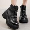 Модные GKTINOO Натуральная кожа Ретро Толстая подошва Короткие ботинки Женские 2024 Осень Новые Круглый носок Универсальная Обувь на плоской платформе