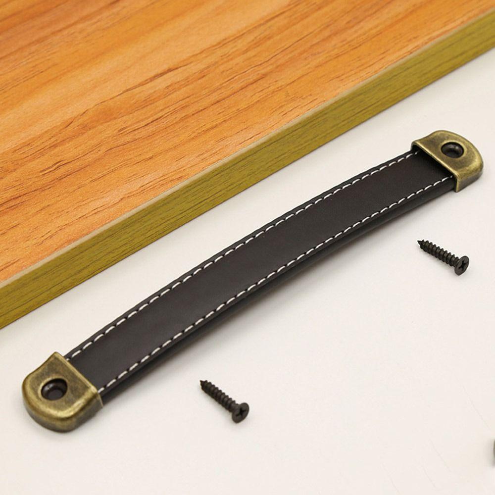 Цинк Цинковый сплав Ручка для ящика с винтами Мебельные ручки Винтажная кожаная ручка Шкаф