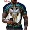 Native Indian Wolf 3D Printed T Shirt Retro Short Sleeve O-neck Funny Tees Unisex Color-blocking T-shirt Slim Clothing