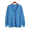 Autumn and winter women's knitted sweater loose lazy wind V-neck jacket thickened cardigan popular fat M coat