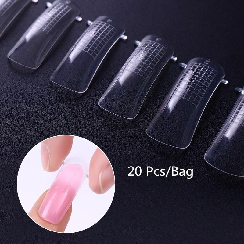 20/100 Pcs Transparent Nail Art Quick Building Poly Gel Nail Extension Mold Forms Manicure Tool