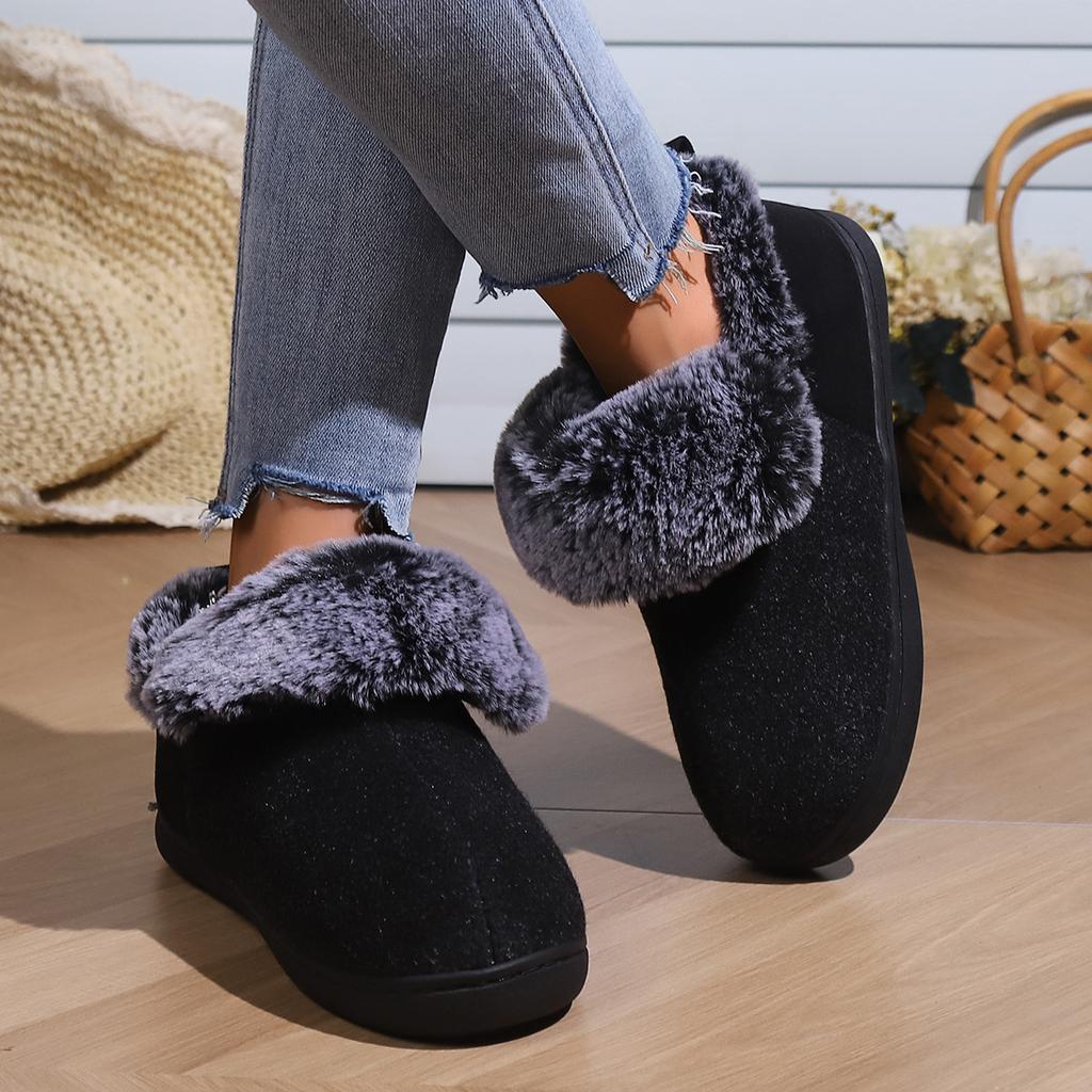 Asgard  Fashion Plush Slippers For Men Winter Outdoor Warm Anti-slip Fur Fluffy Slippers Women Soft Cozy Home Cotton Shoes