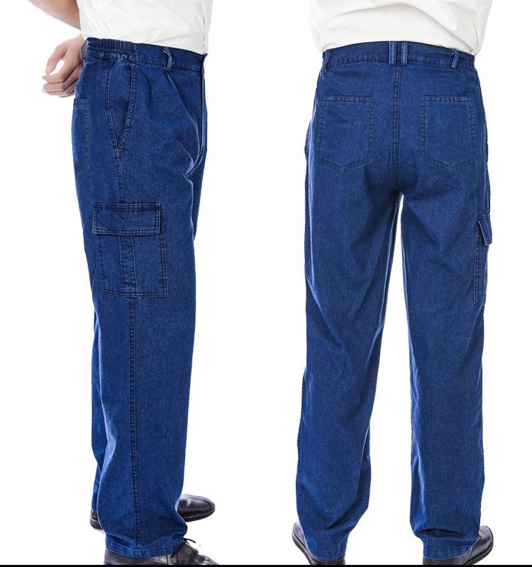 Men's Thickened Denim Multi-Pocket Welding Overalls - Durable, Loose-Fit, Pure Cotton Labor Protection Pants