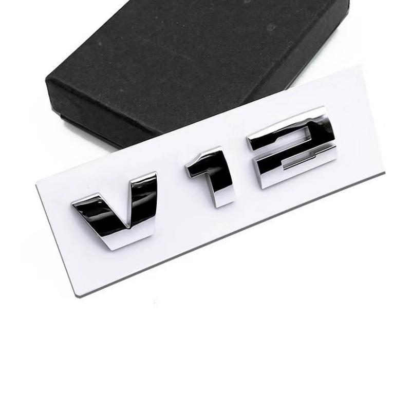 New 3D Font Numbers Letters v12 Emblem for BMW M760i Series F01 F02 G11 G12 Car Trunk Nameplate Logo Sticker Black Chrome MP1