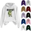 Ladies Fashion Casual Long Sleeve Printed Round Neck Hoodie Pullover Top