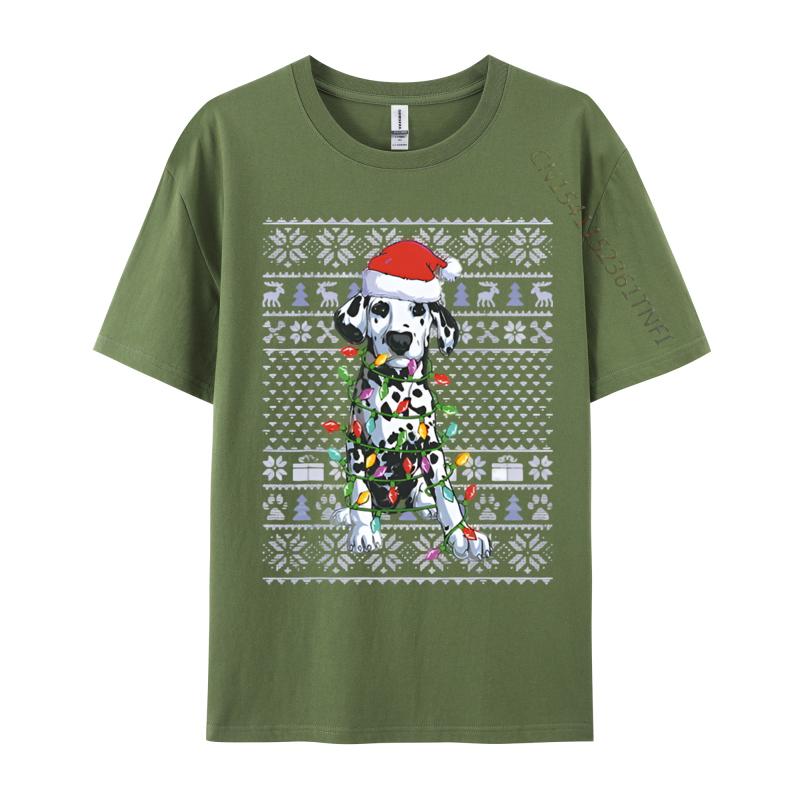 Vintage T Shirts Faddish Funny Dalmatian Dog Lover Santa Hat Ugly Tshirt Cotton Adult Tops Tees Graphic Tees