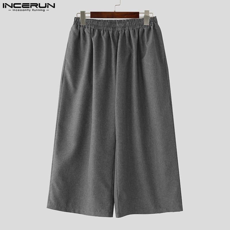 INCERUN Мужские повседневные свободные длинные мешковатые брюки с эластичной талией