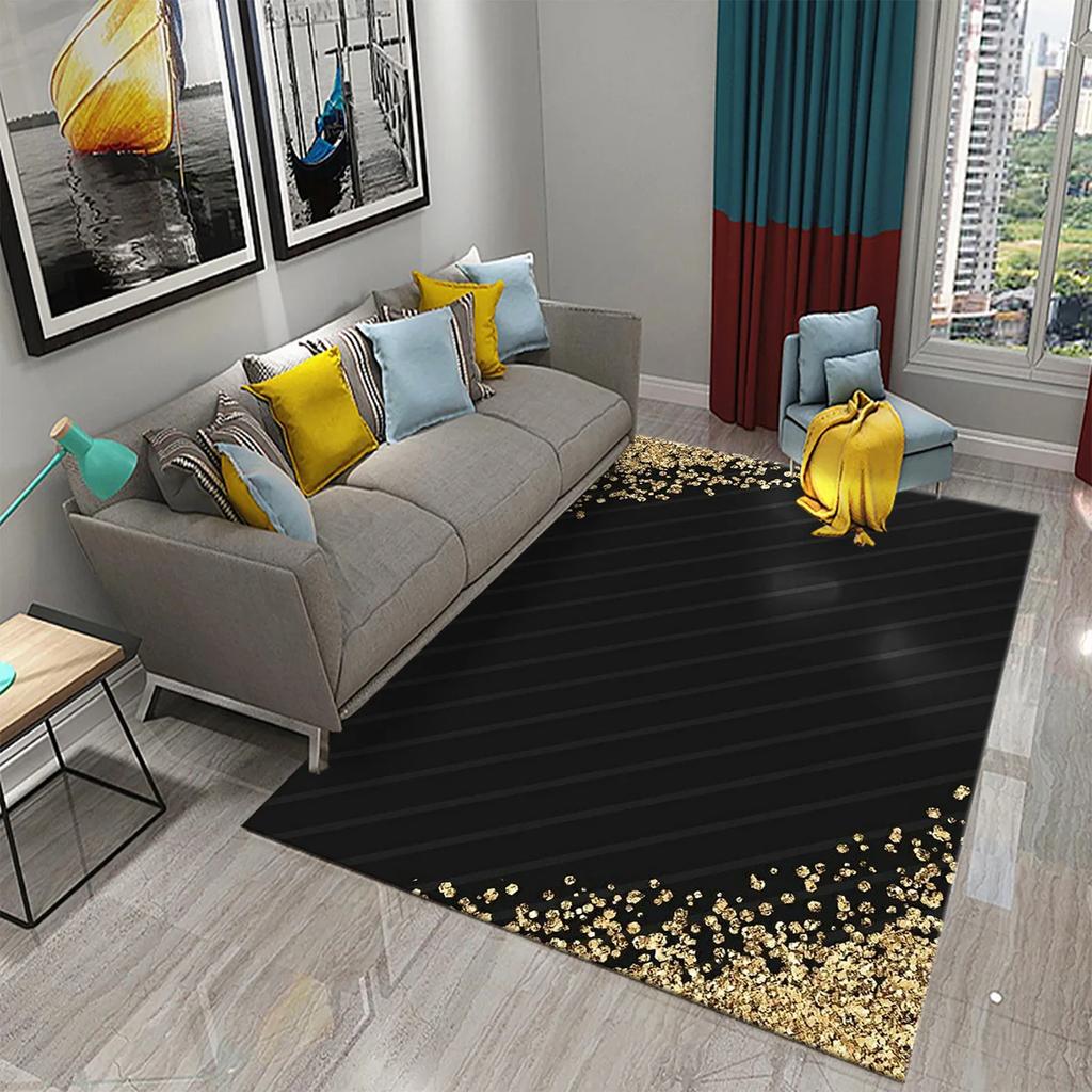3D Черный Золотой Роскошный Ковер для Гостиной Спальни Прикроватные Коврики Европейский Стиль Ковры для Коридора Коврики для Ванной Комнаты Нескользящие