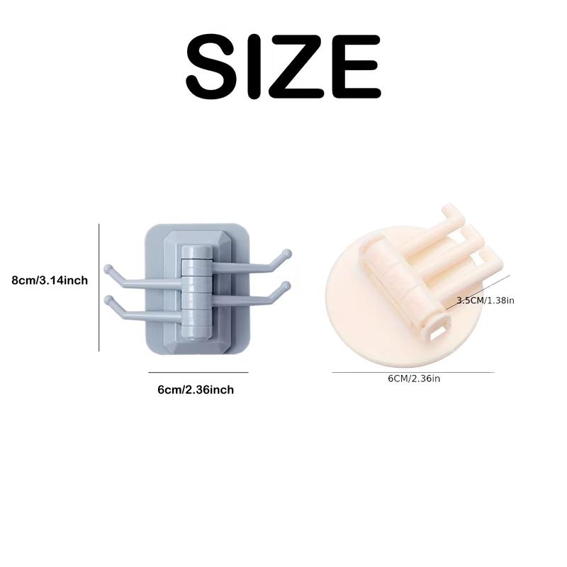 Kitchen Bathroom Wall Mount Self Adhesive Hooks Rotary Towel Sundries Hanger Plastic Towel Hook Rotatable Holder Wall Hooks