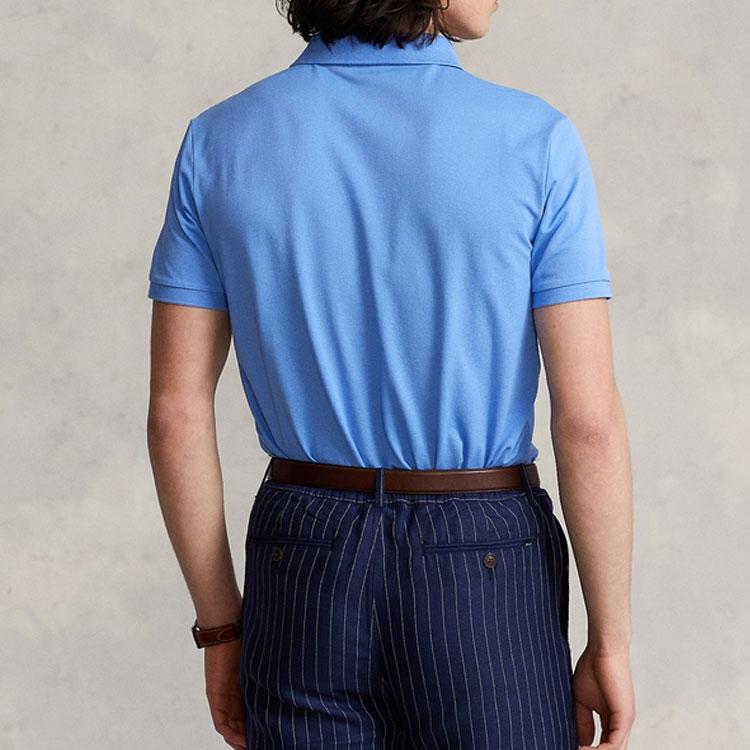 Polo Ralph Lauren SS22 Solid Micro Logo Slim Fit Short Sleeve Polo Shirt Men Tops Blue MNPOKNI1N821662-400