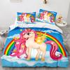 Unicorn Duvet Cover King Queen Cute White Cartoon Animal Bedding Set Children Boys Girl Western Fairy Tale Polyester Quilt Cover