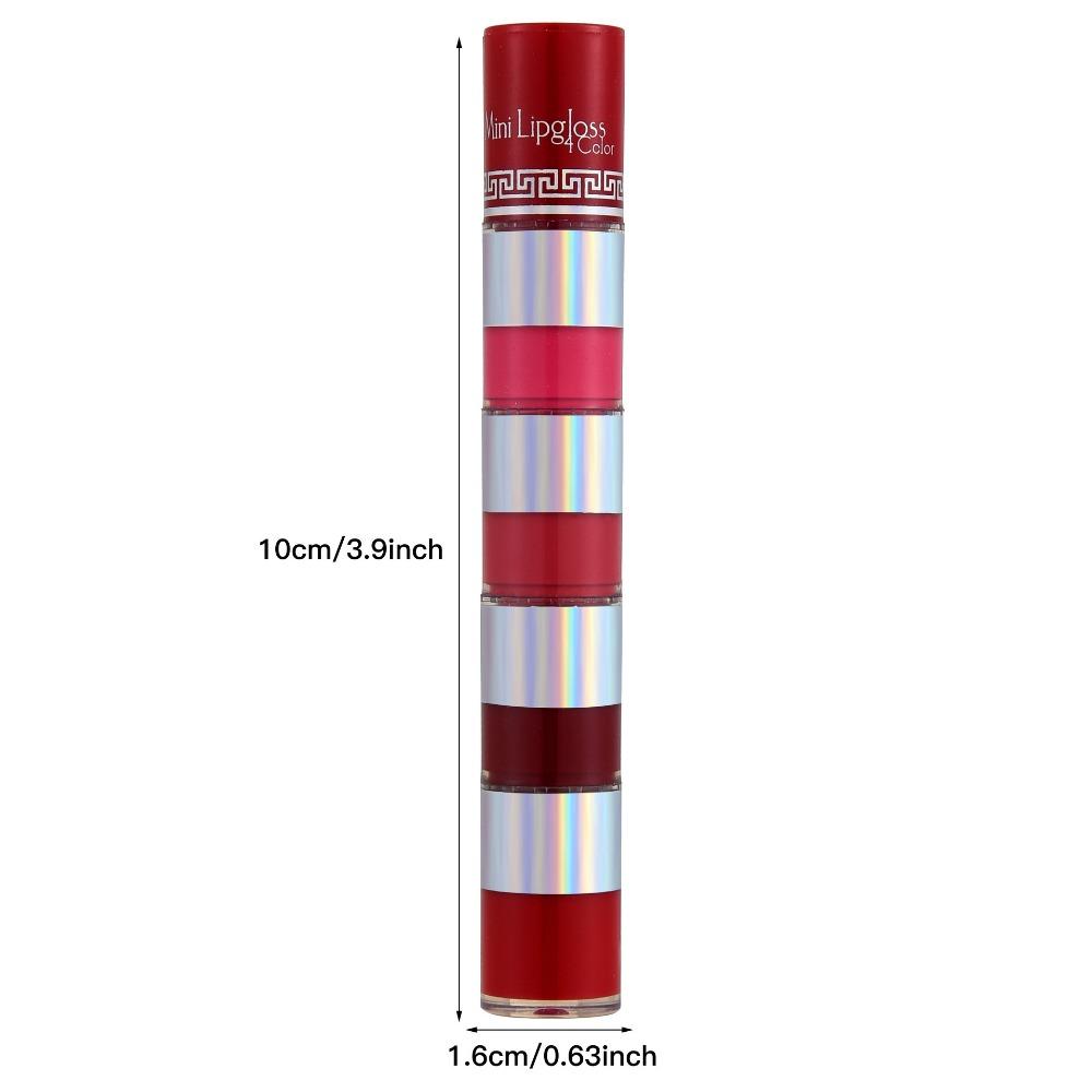 Misiou Beauty, четыре маленьких тюбика мини-водостойкой, невыцветающей чашки с антипригарным покрытием, четырехцветный долговечный матовый матовый блеск для губ, глазурь для губ