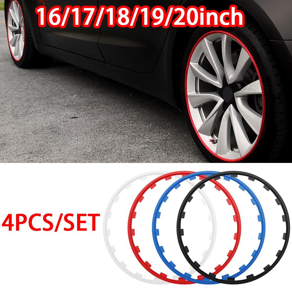 AMA1 16/17/18/19/20 дюймов 4 шт. Защитное кольцо обода колеса автомобиля, полоска-защита шины, автодекор для Tesla Model 3 Y X S 2017-2023