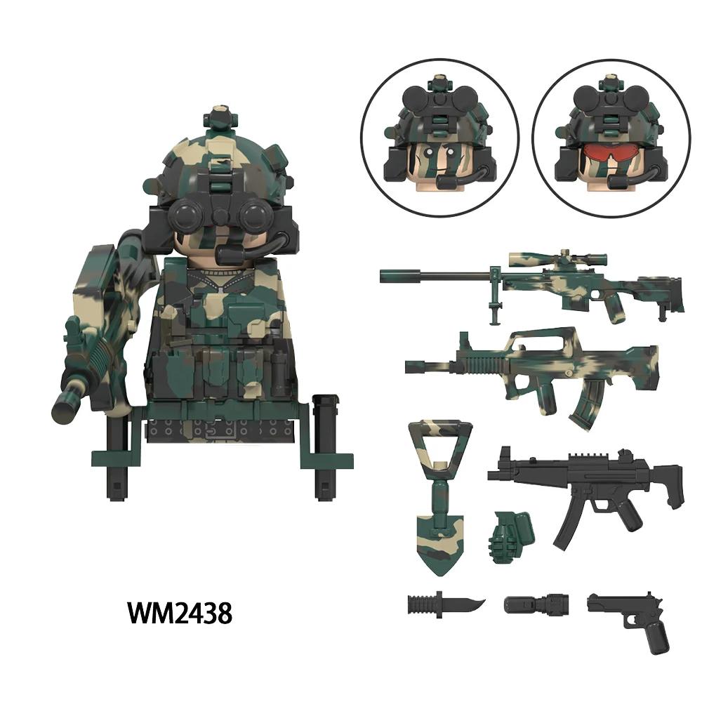 Набор MOC (Модель) Миниатюрные фигурки военных солдатиков в стиле аниме, экшен, Fallout, оружие, роботы-меха, строительные блоки, конструктор, игрушки для детей, подарок