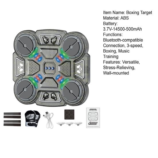 Музыкальный боксерский тренажер, совместимый с Bluetooth, музыкальная мишень для ударов, умная реакционная боксерская подушка с 3 скоростными режимами и светодиодной подсветкой, перезаряжаемая фитнес-игрушка для