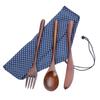 Tableware Cutter Spoon Fork Bamboo Flatware Reusable Wooden Cutlery With Bags