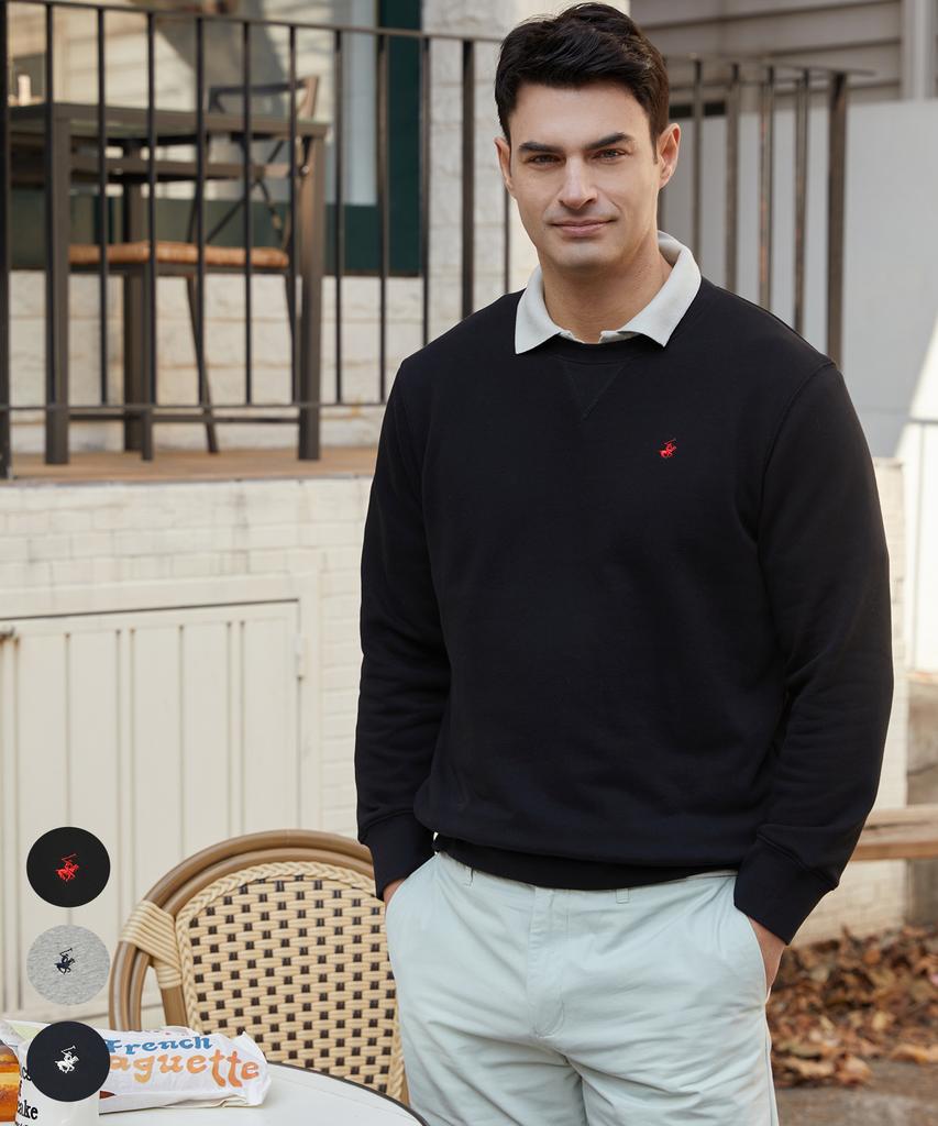 BHPOLOCLUB Men'S Semi-Oversized Cotton Sweatshirt 3 Colors A240101Shm01