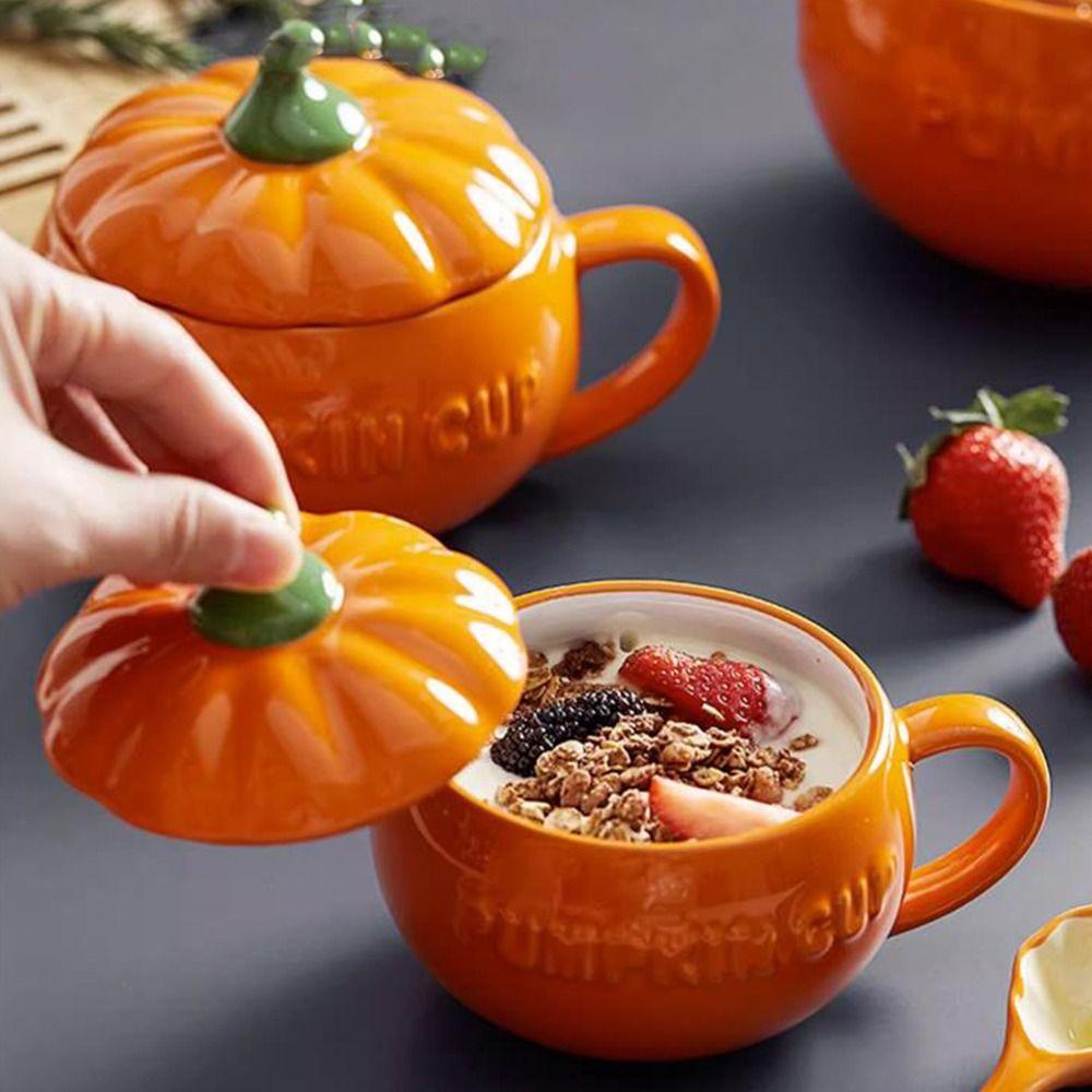 Чашка с овсянкой для воды, кружка для супа, керамическая кружка на Хэллоуин, креативная чашка с тыквой