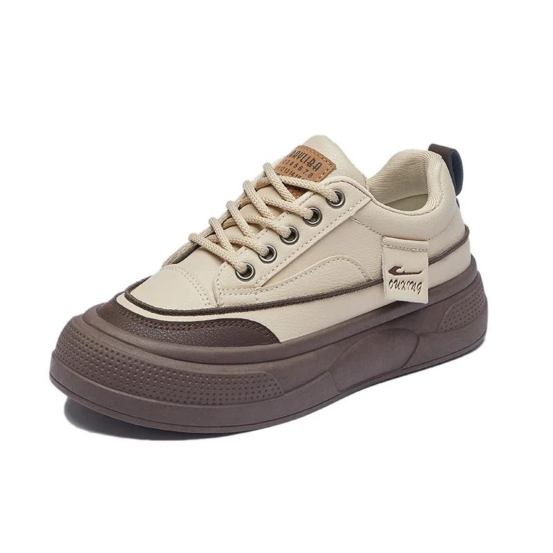 Новые женские кроссовки из искусственной кожи весна-осень на платформе, женская повседневная обувь, удобные туфли на плоской подошве Zapatos 2025