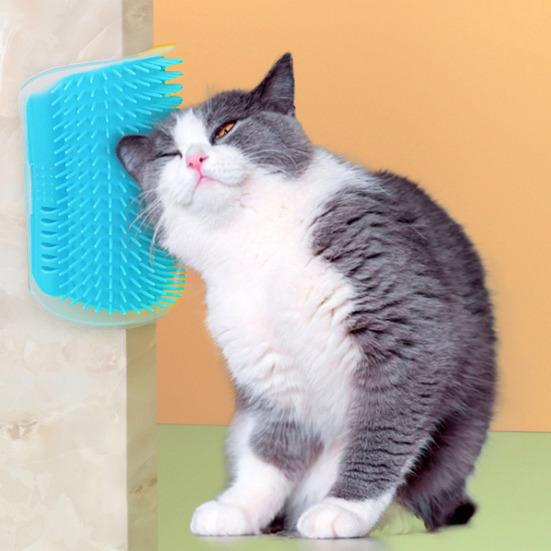 Cat Corner Scratcher Self-Grooming Massage Comb with Catnip Easy To Install Wall Corner Massage Comb Scratcher Grooming Brush Tool