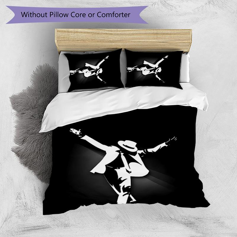 Michael Jackson Printed 3PCS Bedding Set Soft Breathable Duvet Cover Pillowcases Set Washable Bedroom Decor Home Gift