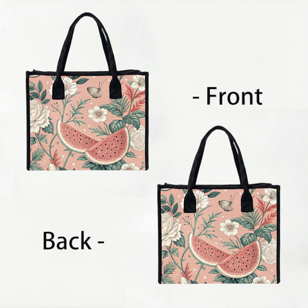 Floral Watermelon Printed Casual Large Capacity Daily Portable Ladies Tote Bag