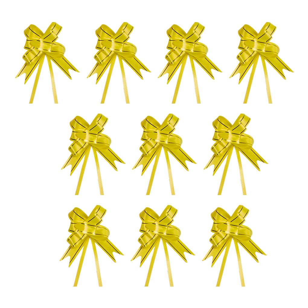 10 Pieces Bow Pull Decor Multi-colors Festive Packing DIY Crafts Lightweight Plastic Hand-Pulled Flower Christmas Holiday