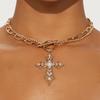 Ожерелье с крестом Модная бижутерия Женское с бриллиантовым блеском Роскошные нишевые аксессуары Жемчужная подвеска Ювелирное ожерелье