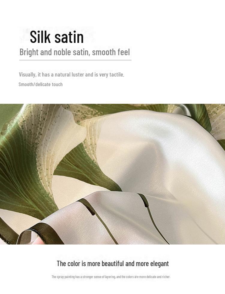 Hangzhou 100% Mulberry Silk Floral Lotus Women's Scarf, 53cm Square Shawl