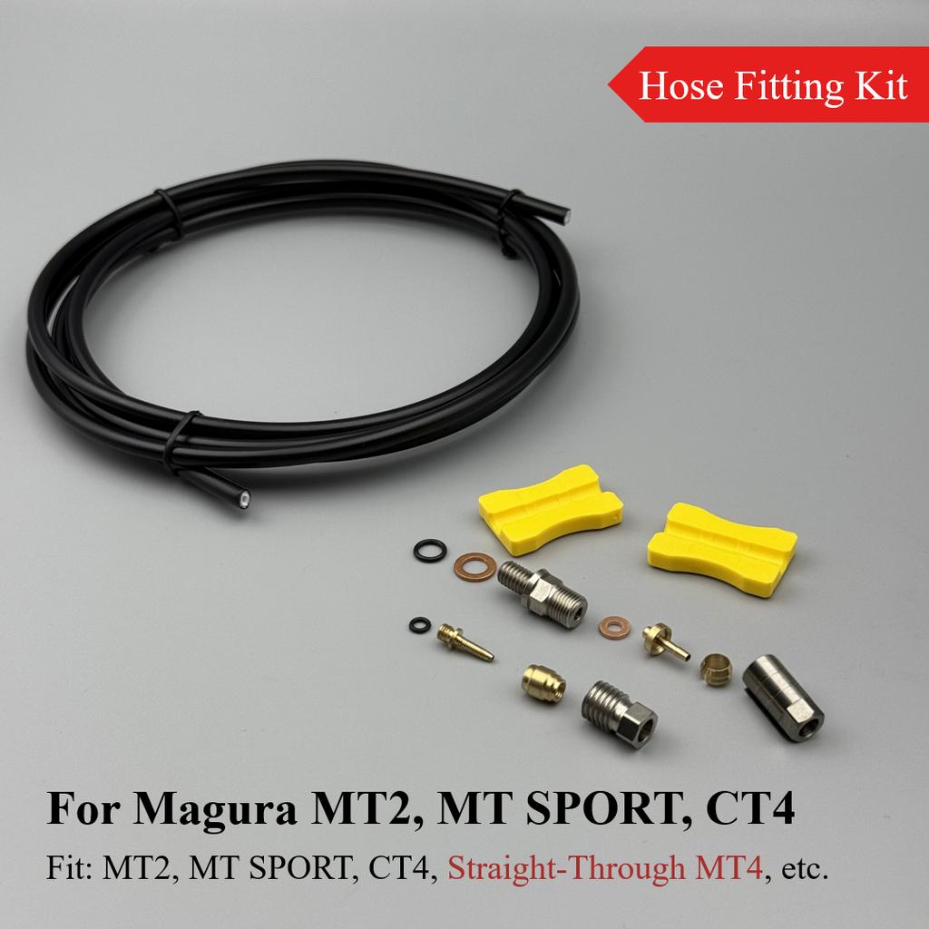 1 Set Bike Hydraulic Brake Hose Fitting Kit, 2m 3-Layer Hydraulic Hose (OD 5mm/ID 2.0mm), for Shimano BH59/BH90 Sram Magura