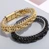 Двухслойная цепочка шириной 12 мм, мужской браслет, мужской браслет золотого цвета из нержавеющей стали, металлический браслет на руку, ювелирные изделия дружбы